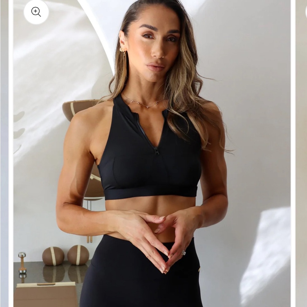 Cleo Harper Black Zip-Front High Neck Sports Bra